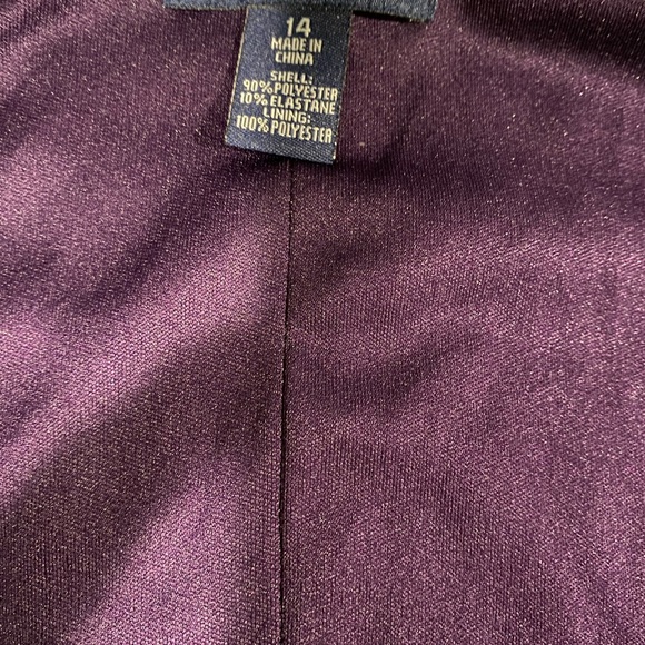 Chaps Purple Velvet Dress. Size 14. V-Neck Faux wrap dress. Stretchy fabric EUC. - Picture 4 of 5